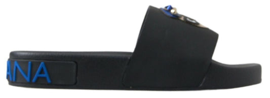 Dolce & Gabbana Elegant Black Leather Slide Sandals - PER.FASHION