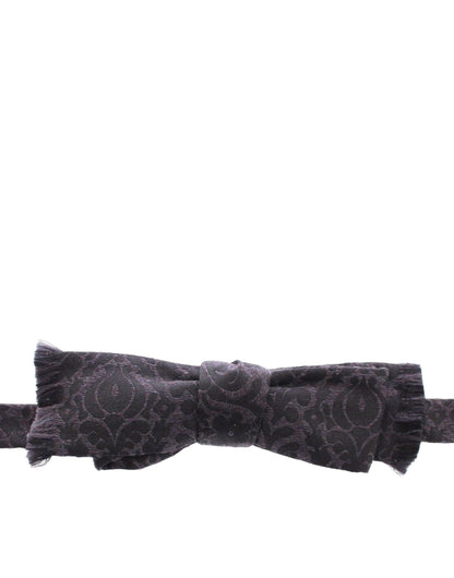 Dolce & Gabbana Elegant Black Paisley Silk-Wool Blend Bow Tie - PER.FASHION