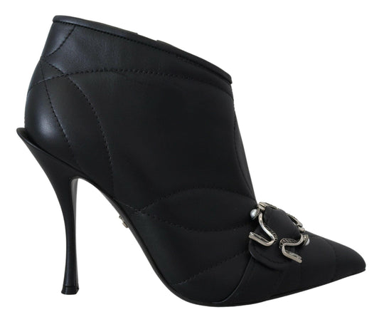 Dolce & Gabbana Elegant Black Quilted Leather Booties - PER.FASHION