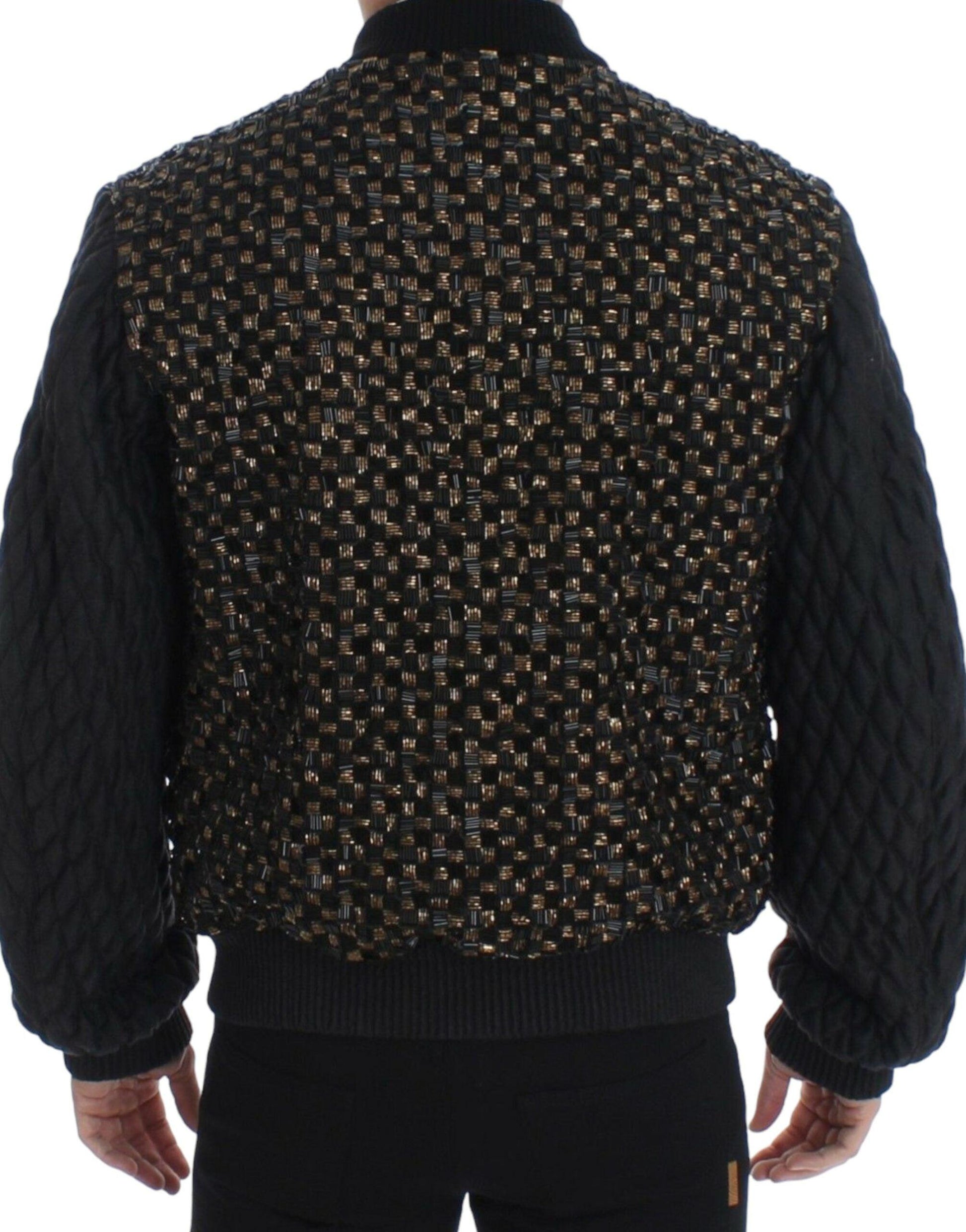 Dolce & Gabbana Elegant Black Sequined Designer Jacket - PER.FASHION