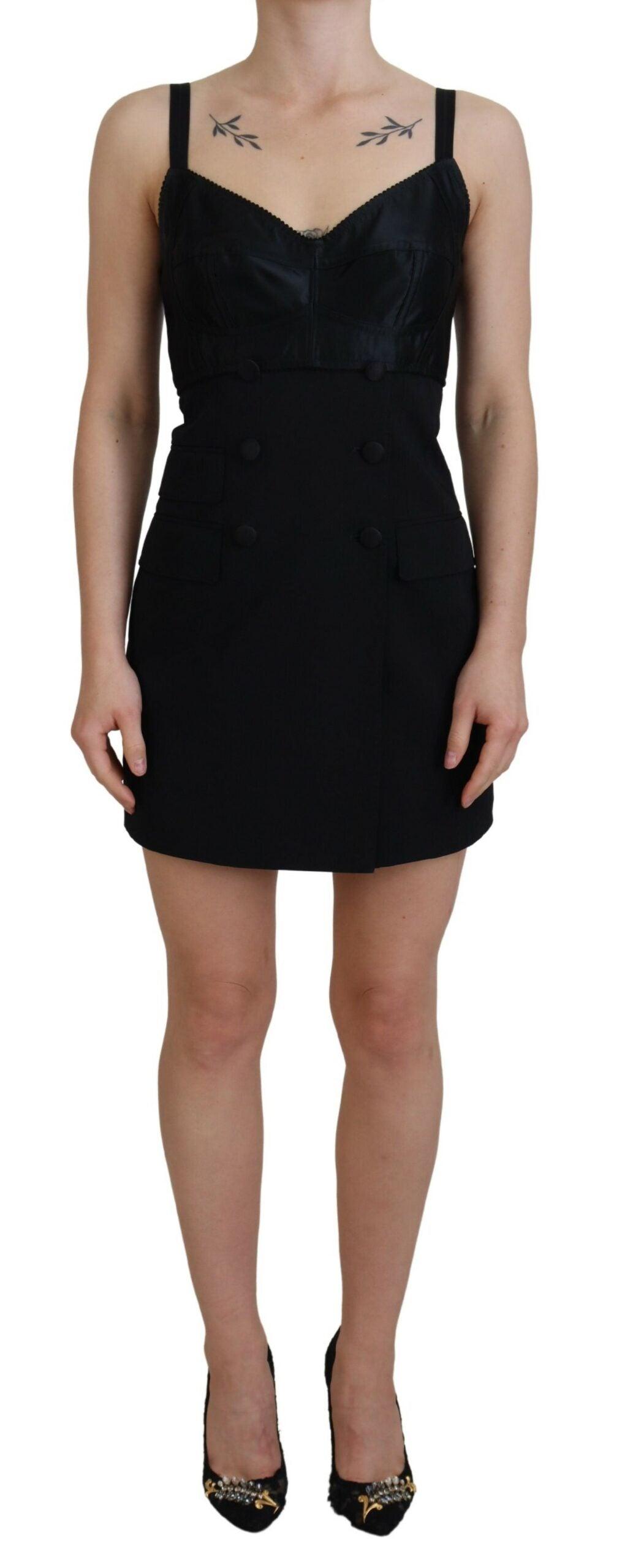 Dolce & Gabbana Elegant Black Sheath A-Line Mini Dress - PER.FASHION