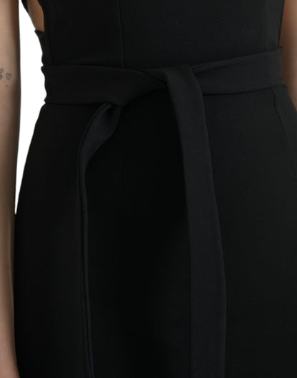 Dolce & Gabbana Elegant Black Sheath Halter Midi Dress - PER.FASHION
