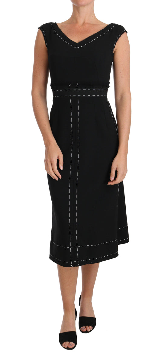 Dolce & Gabbana Elegant Black Sheath Wool Dress - PER.FASHION