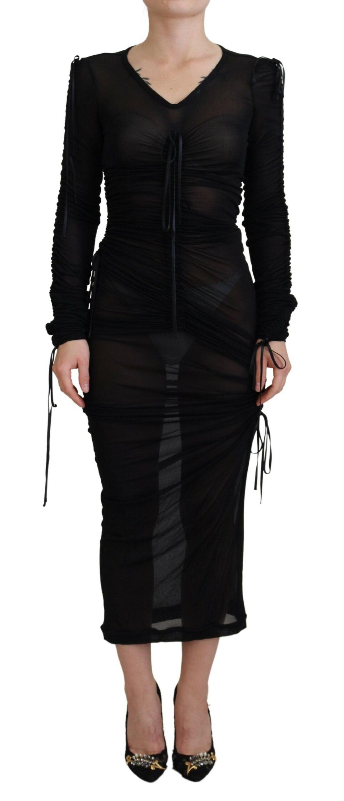 Dolce & Gabbana Elegant Black Silk Blend Bodycon Dress - PER.FASHION