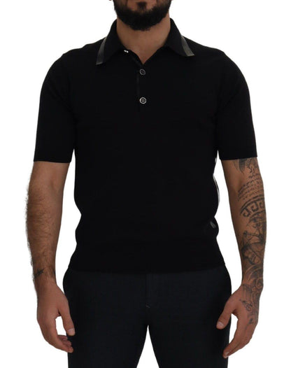 Dolce & Gabbana Elegant Black Silk Blend Polo T-Shirt - PER.FASHION