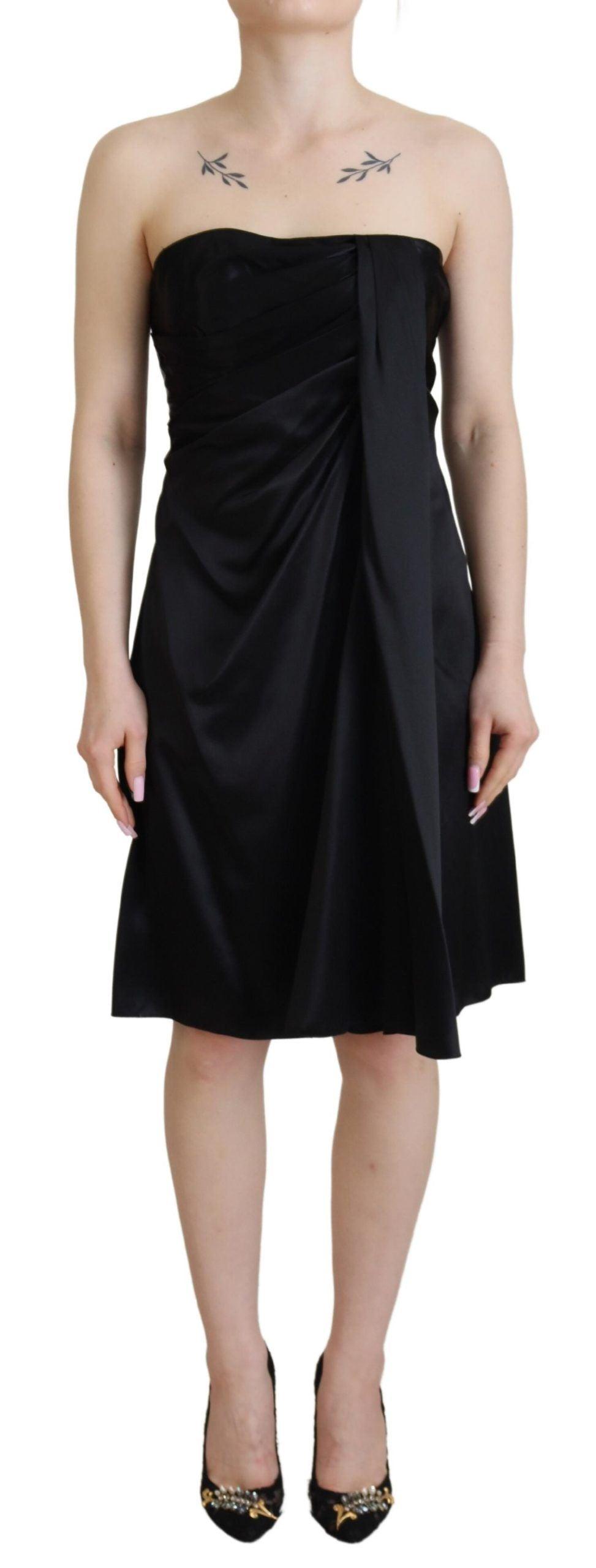 Dolce & Gabbana Elegant Black Silk Mini Sleeveless Dress - PER.FASHION