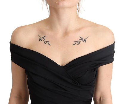 Dolce & Gabbana Elegant Black Silk Off-shoulder Dress - PER.FASHION