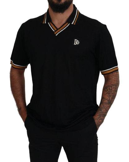 Dolce & Gabbana Elegant Black Silk Polo T-Shirt - PER.FASHION