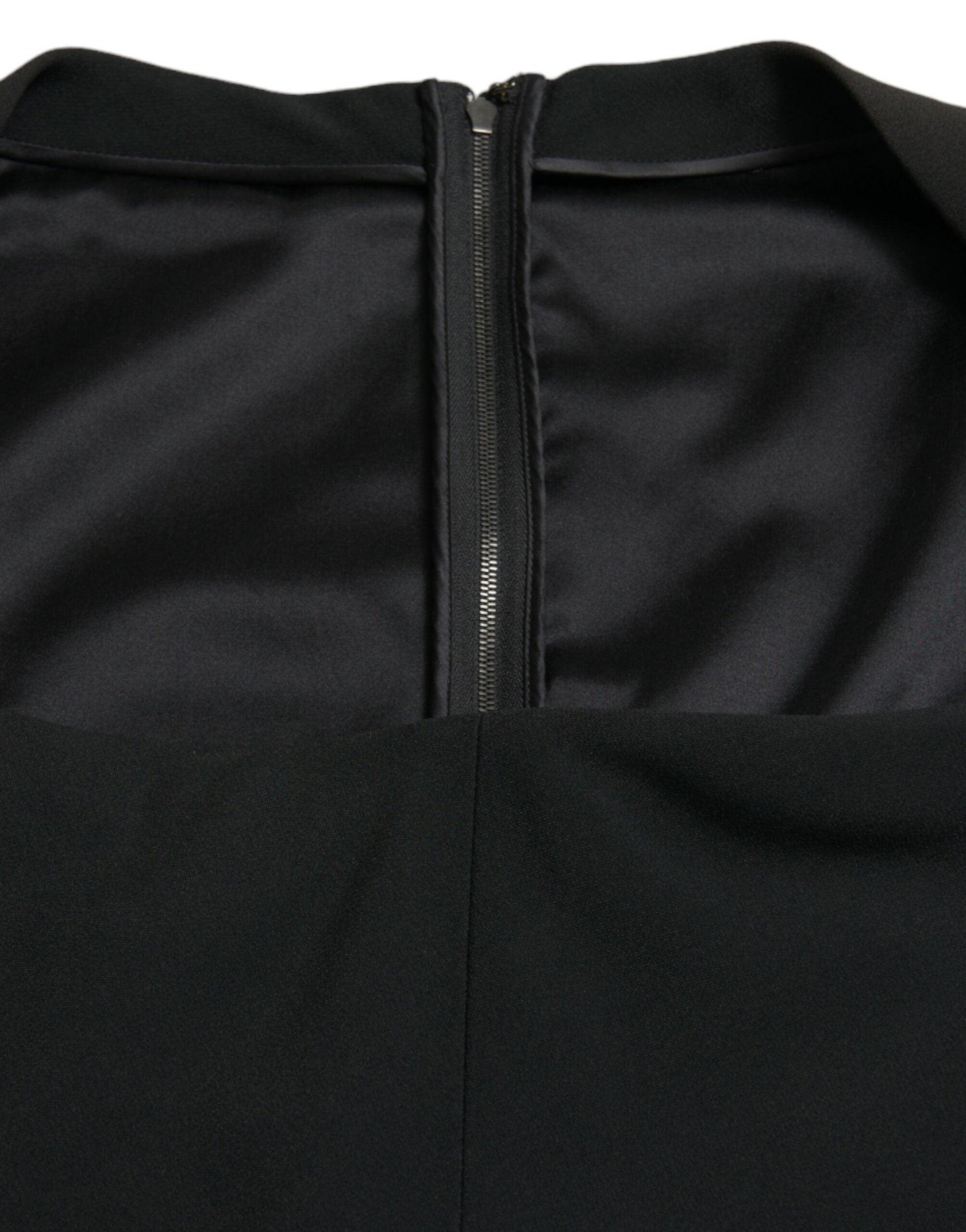 Dolce & Gabbana Elegant Black Stretch Cady Midi Dress - PER.FASHION