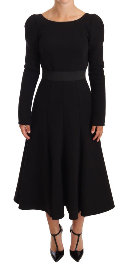 Dolce & Gabbana Elegant Black Stretch Sheath Mid-Calf Dress - PER.FASHION