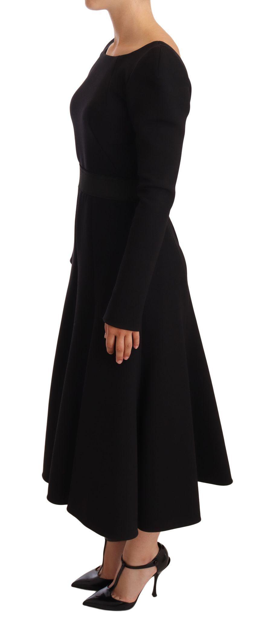 Dolce & Gabbana Elegant Black Stretch Sheath Mid-Calf Dress - PER.FASHION