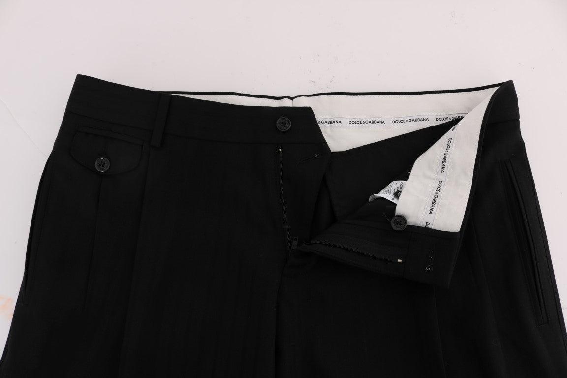 Dolce & Gabbana Elegant Black Striped Straight Fit Dress Pants - PER.FASHION