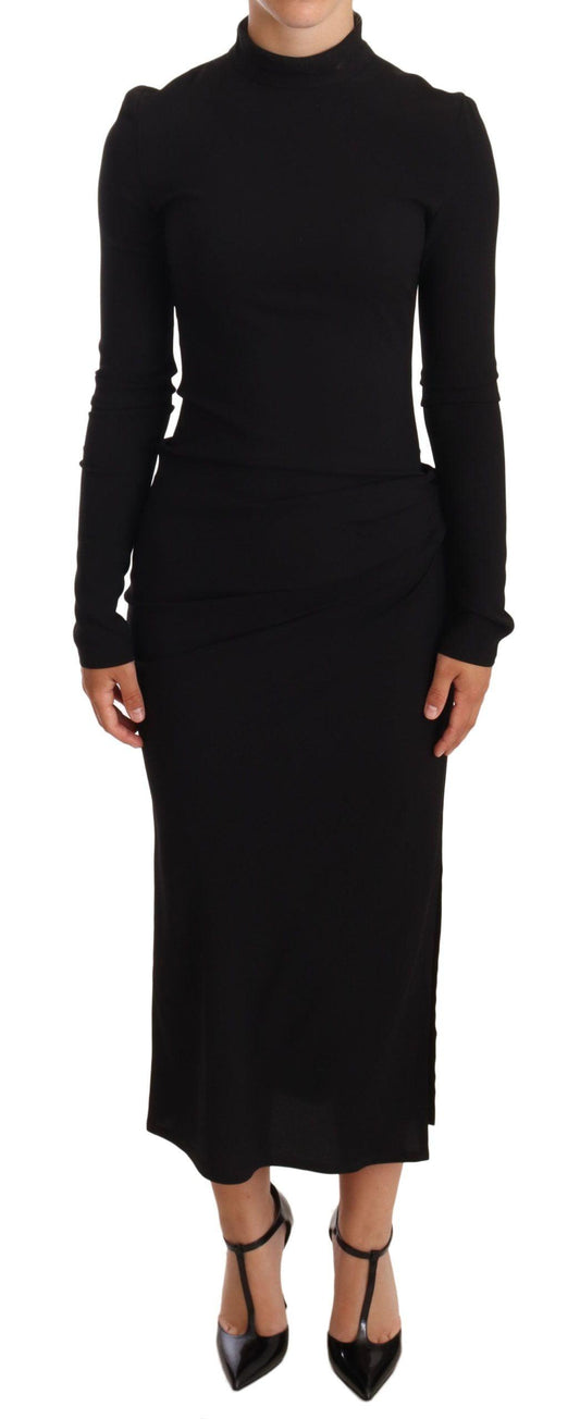 Dolce & Gabbana Elegant Black Turtleneck Sheath Dress - PER.FASHION