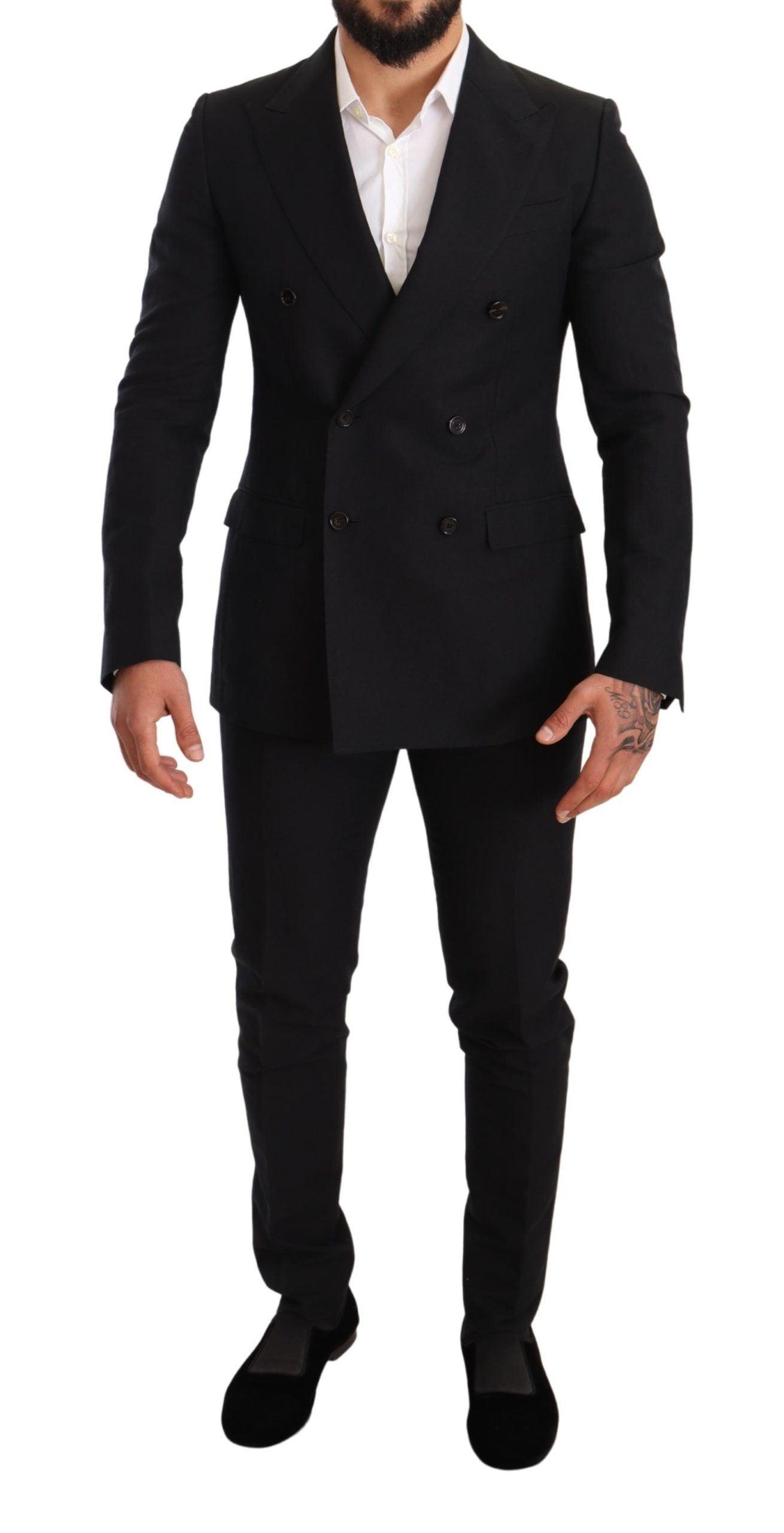 Dolce & Gabbana Elegant Black Two-Piece Wool Suit - PER.FASHION