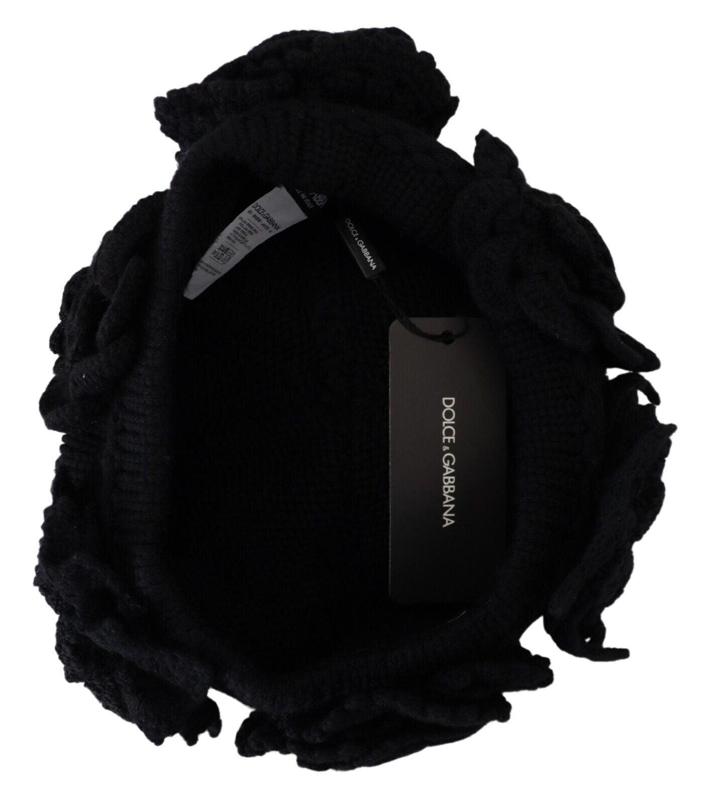 Dolce & Gabbana Elegant Black Virgin Wool Beanie Hat - PER.FASHION