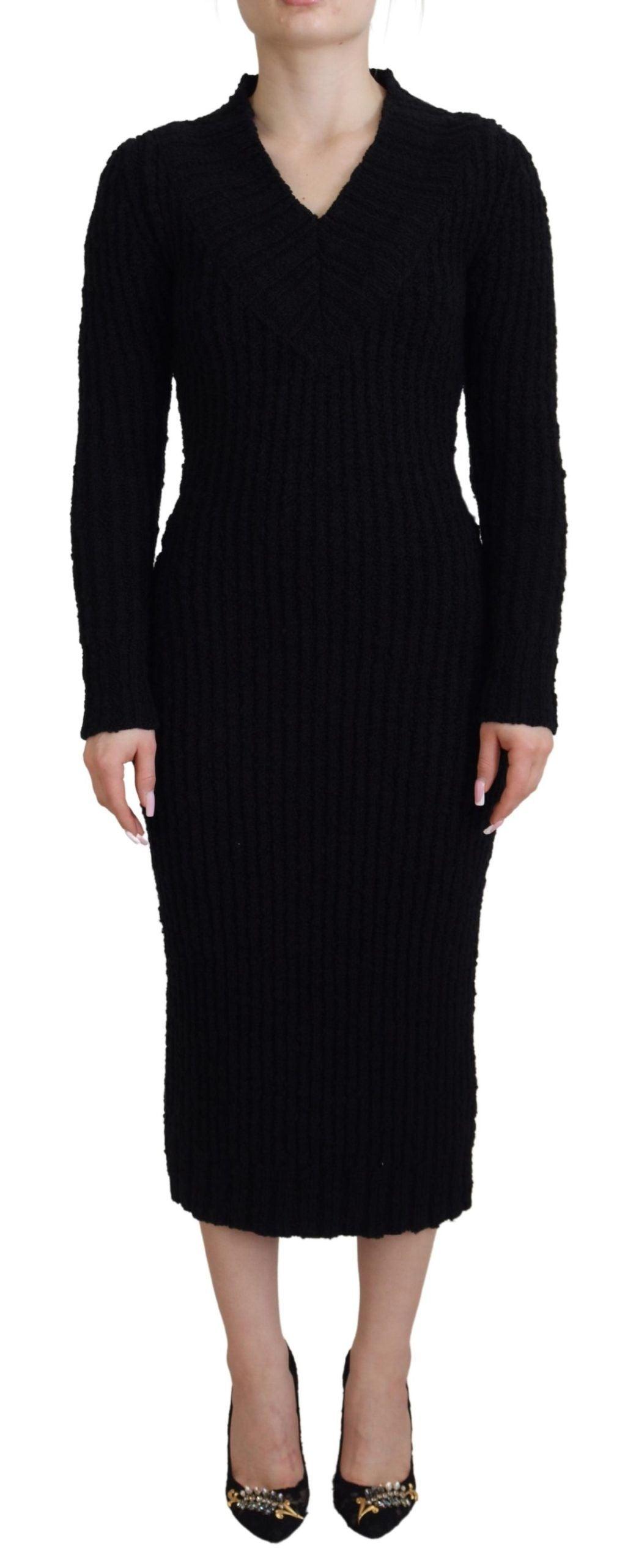 Dolce & Gabbana Elegant Black Wool Blend Sweater Dress - PER.FASHION