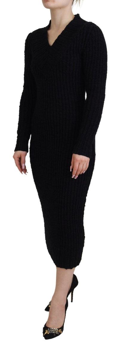 Dolce & Gabbana Elegant Black Wool Blend Sweater Dress - PER.FASHION