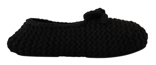 Dolce & Gabbana Elegant Black Wool Knit Ballet Flats - PER.FASHION