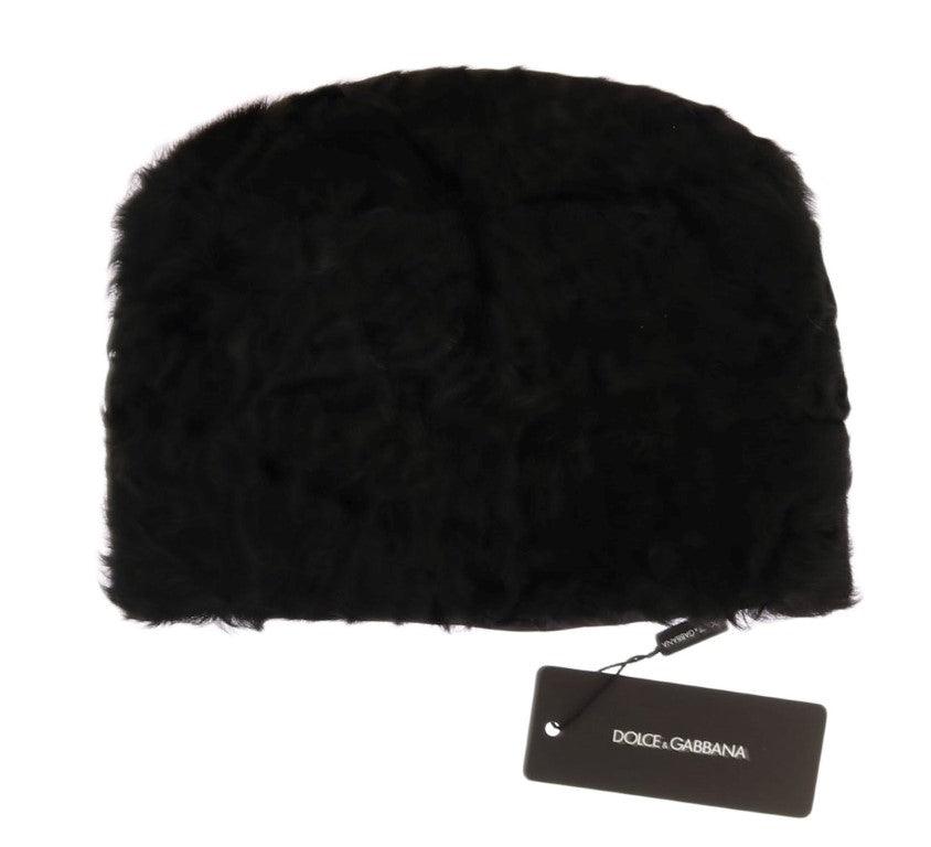 Dolce & Gabbana Elegant Black Xiangao Fur Beanie Hat - PER.FASHION