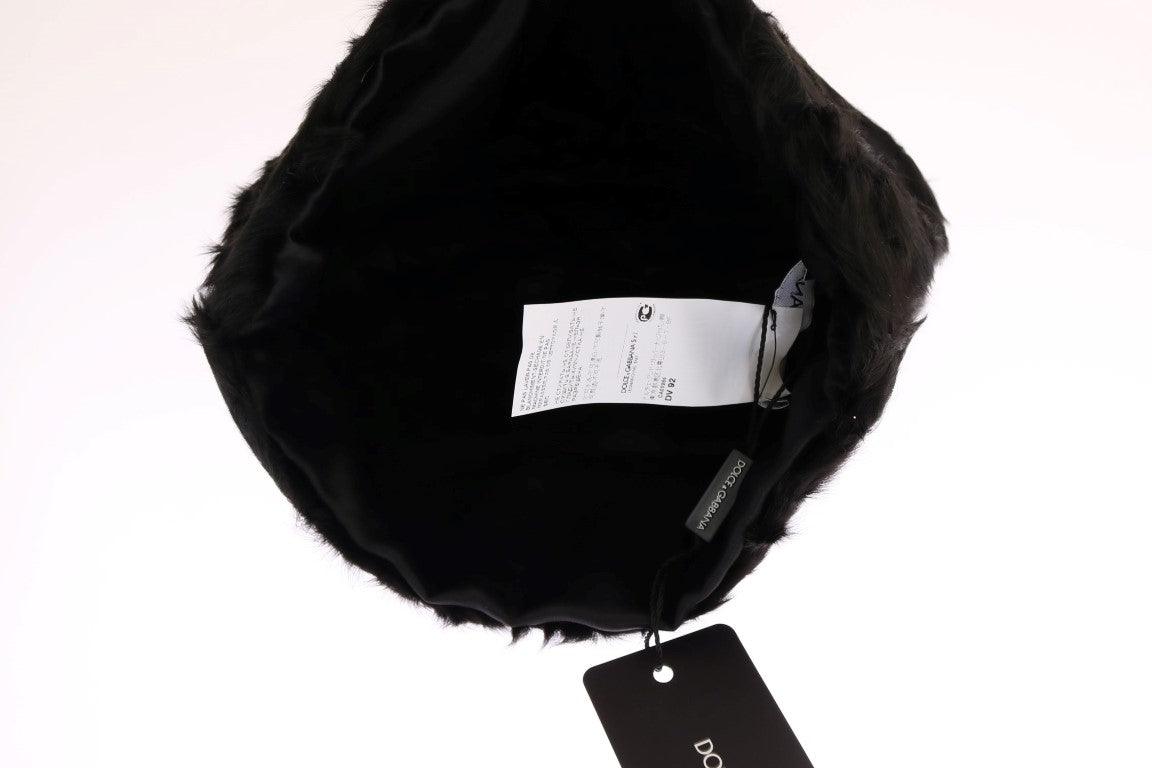 Dolce & Gabbana Elegant Black Xiangao Fur Beanie Hat - PER.FASHION