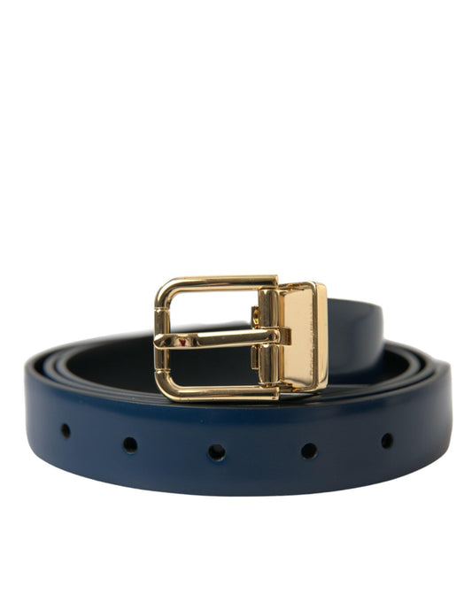 Dolce & Gabbana Elegant Blue Calf Leather Belt - PER.FASHION