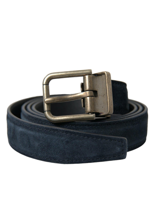 Dolce & Gabbana Elegant Blue Leather Belt with Metal Buckle - PER.FASHION