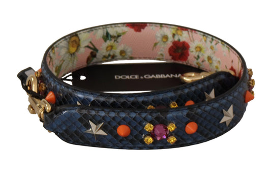 Dolce & Gabbana Elegant Blue Python Leather Bag Strap - PER.FASHION