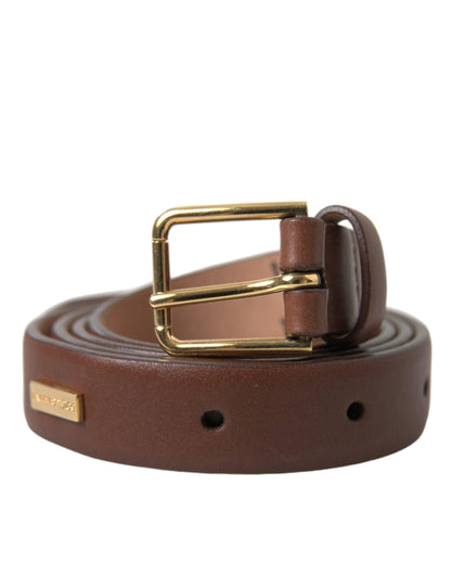 Dolce & Gabbana Elegant Brown Calf Leather Waist Belt - PER.FASHION