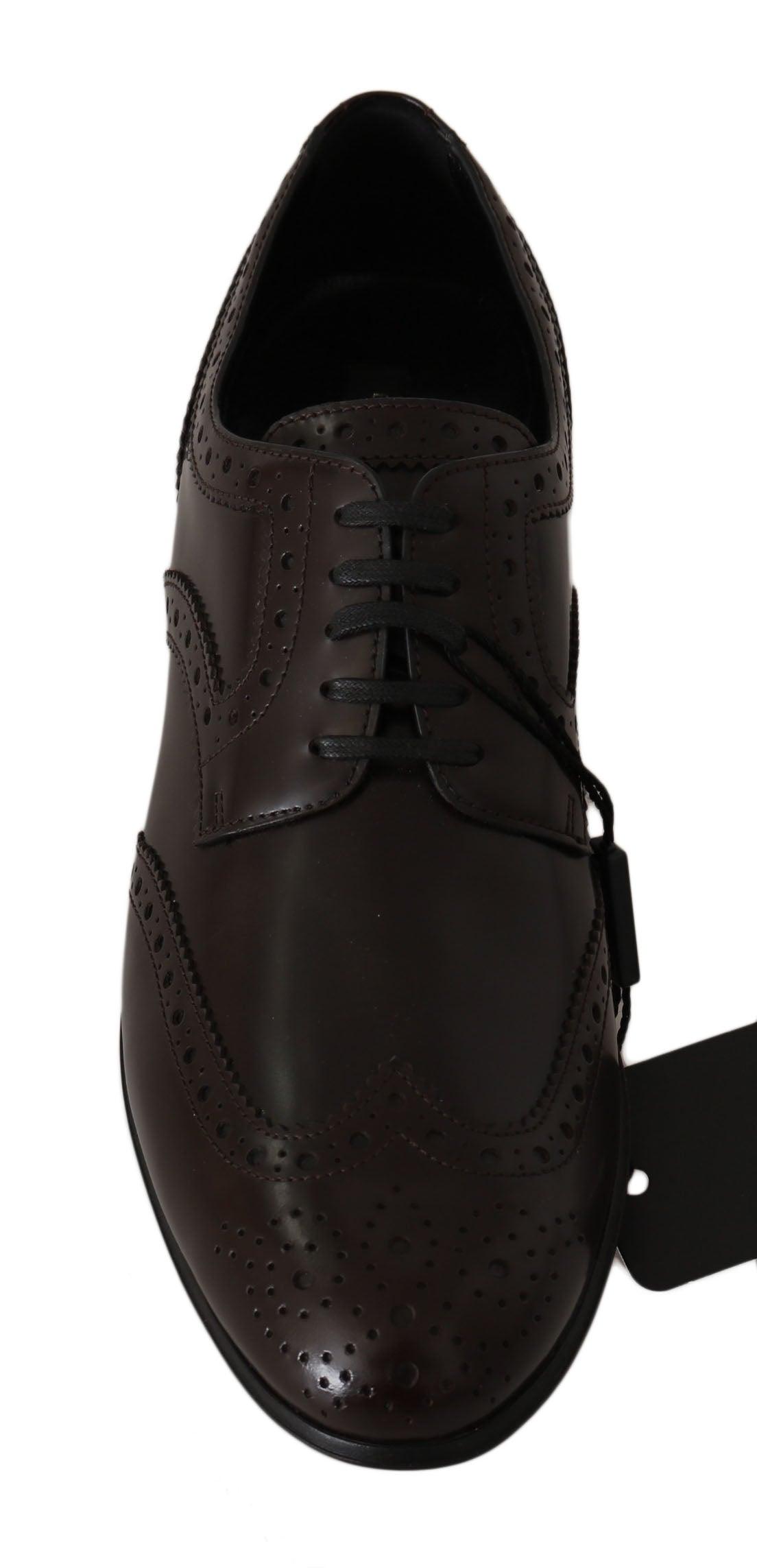 Dolce & Gabbana Elegant Brown Leather Oxford Flats - PER.FASHION