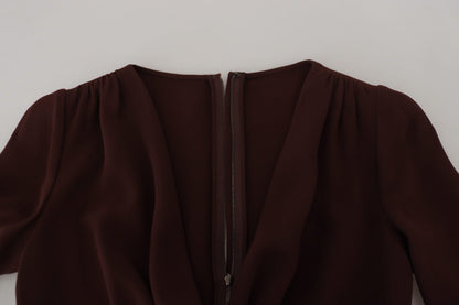 Dolce & Gabbana Elegant Brown Long Sleeve Wrap Dress - PER.FASHION