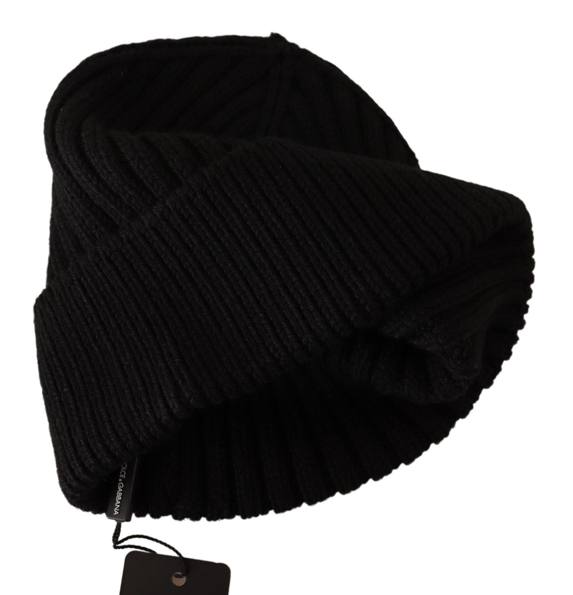 Dolce & Gabbana Elegant Cable Knit Wool Beanie with Fleece Liner - PER.FASHION