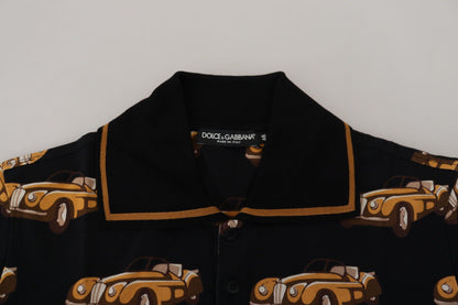 Dolce & Gabbana Elegant Car Print Polo T-Shirt in Black - PER.FASHION