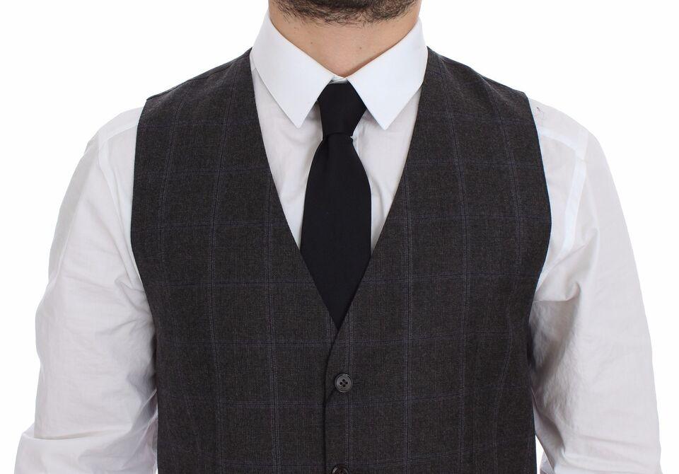 Dolce & Gabbana Elegant Checkered Wool Dress Vest - PER.FASHION