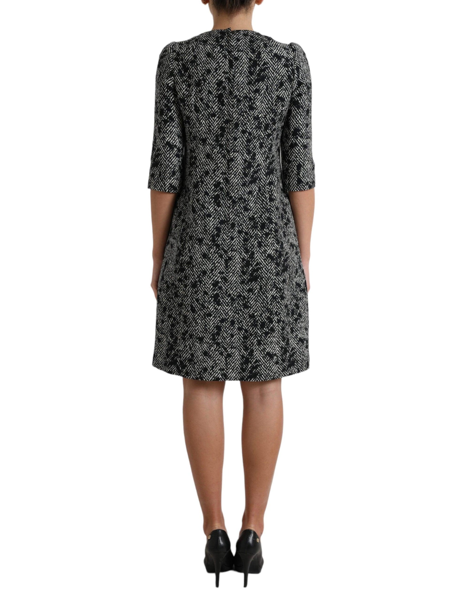 Dolce & Gabbana Elegant Chevron Shift Mini Dress - PER.FASHION