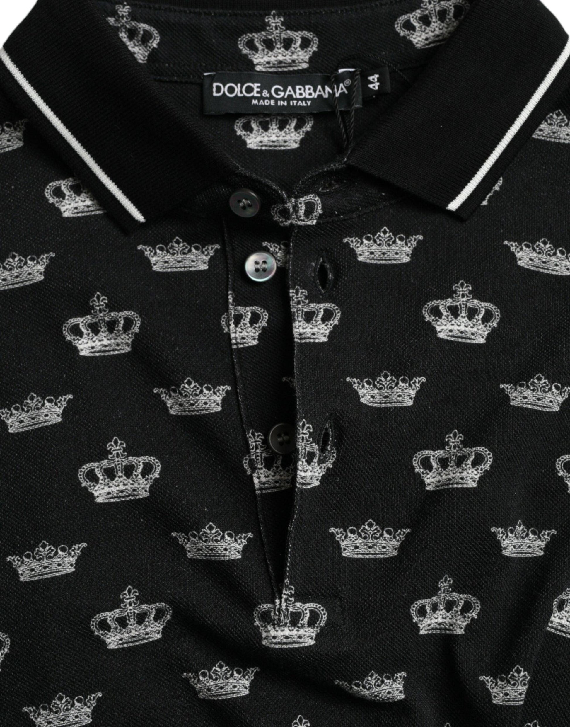 Dolce & Gabbana Elegant Crown Motif Cotton Polo Tee - PER.FASHION