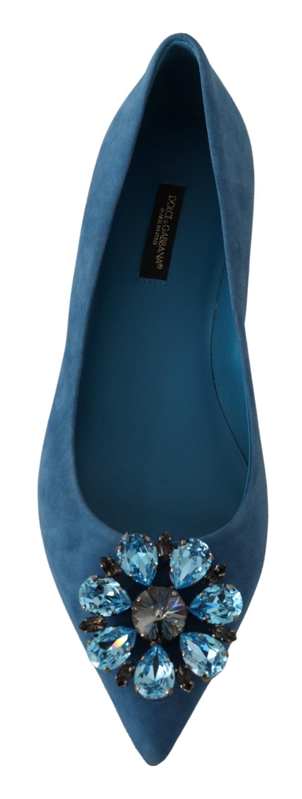 Dolce & Gabbana Elegant Crystal-Embellished Suede Flats - PER.FASHION