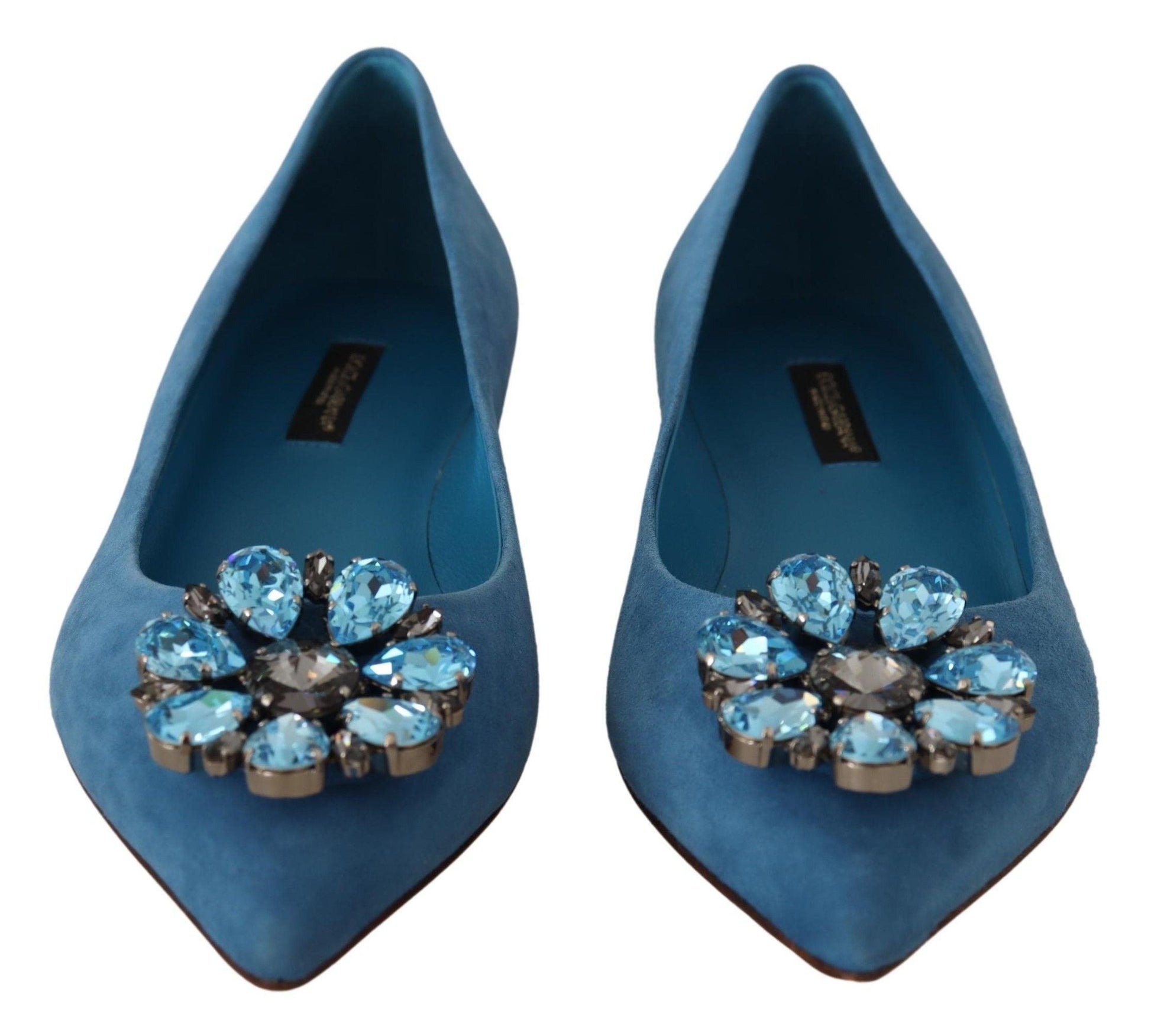 Dolce & Gabbana Elegant Crystal-Embellished Suede Flats - PER.FASHION