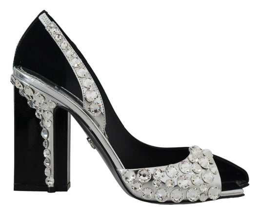 Dolce & Gabbana Elegant Crystals Embellished Leather Pumps - PER.FASHION