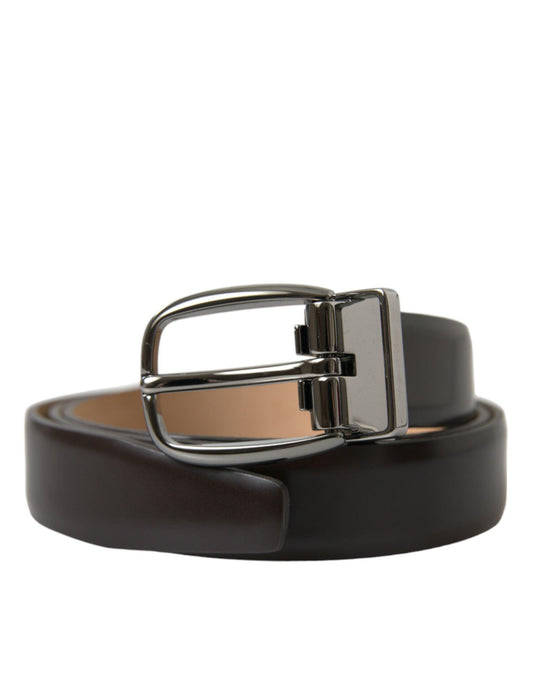 Dolce & Gabbana Elegant Dark Brown Calf Leather Belt - PER.FASHION
