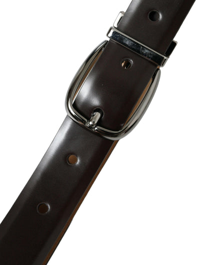 Dolce & Gabbana Elegant Dark Brown Calf Leather Belt - PER.FASHION