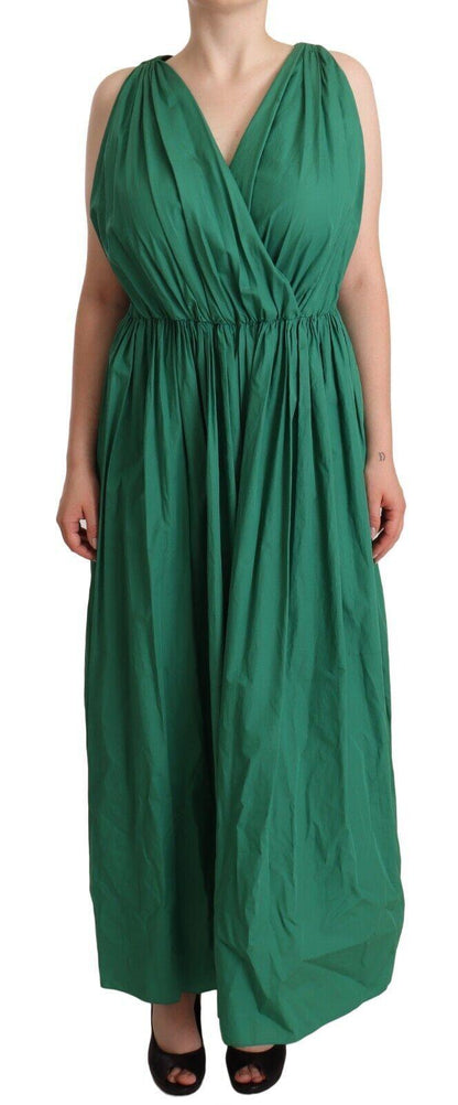 Dolce & Gabbana Elegant Deep Green Sleeveless A-Line Dress - PER.FASHION