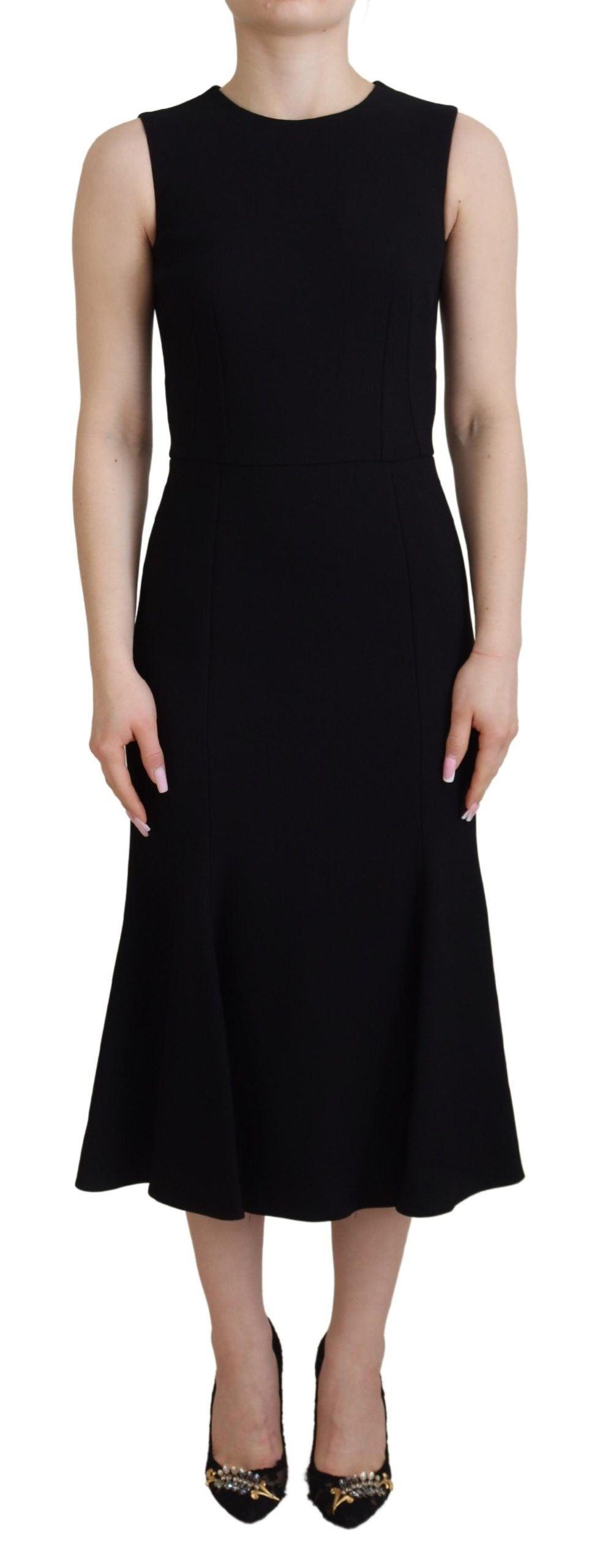 Dolce & Gabbana Elegant Fit and Flare Black Sheath Dress - PER.FASHION