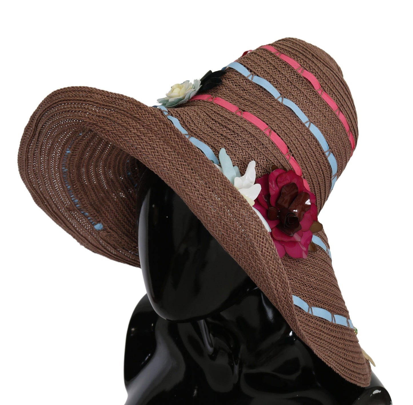 Dolce & Gabbana Elegant Floppy Straw Hat with Floral Accents - PER.FASHION