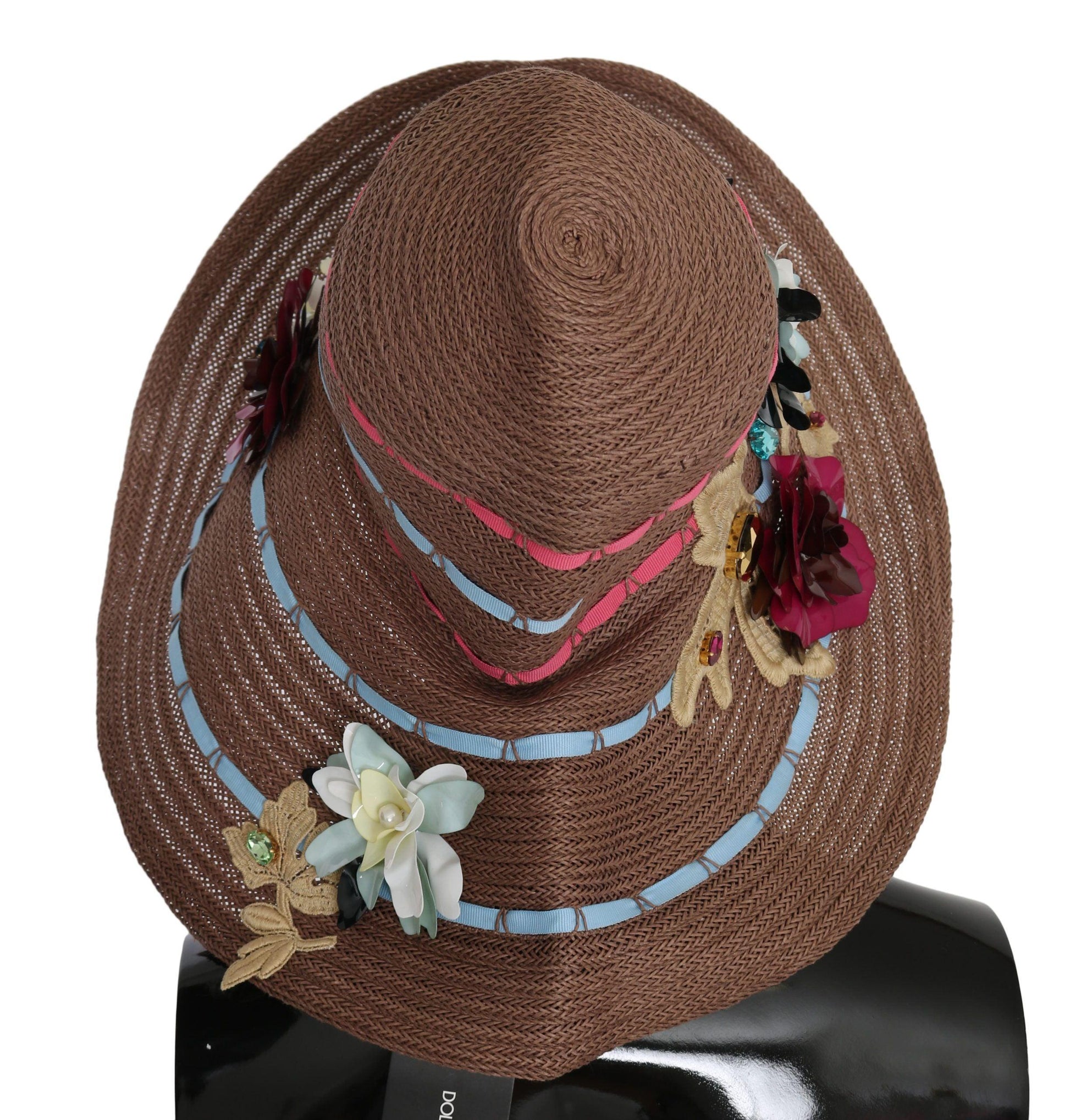 Dolce & Gabbana Elegant Floppy Straw Hat with Floral Accents - PER.FASHION