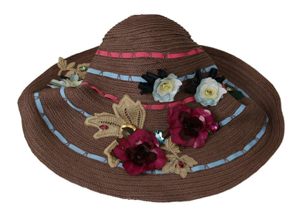 Dolce & Gabbana Elegant Floppy Straw Hat with Floral Accents - PER.FASHION