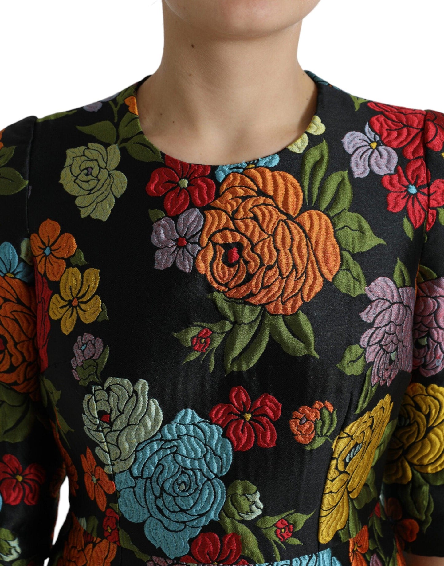 Dolce & Gabbana Elegant Floral Embroidered Pencil Dress - PER.FASHION
