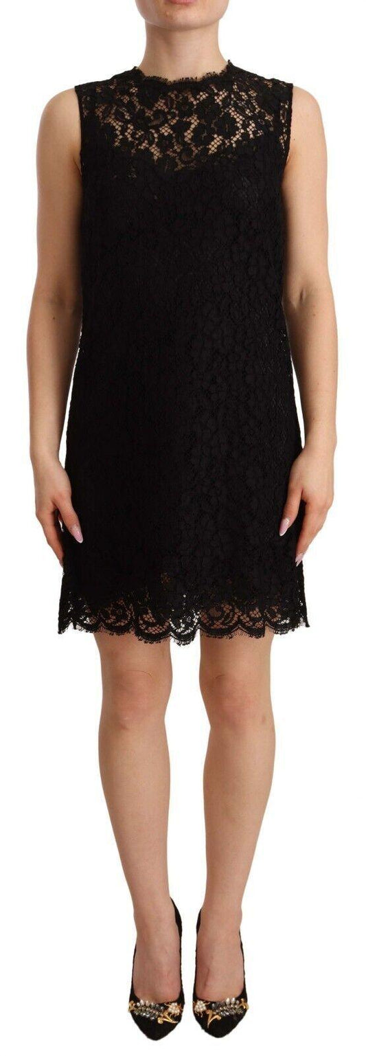 Dolce & Gabbana Elegant Floral Lace Sheath Dress in Black - PER.FASHION