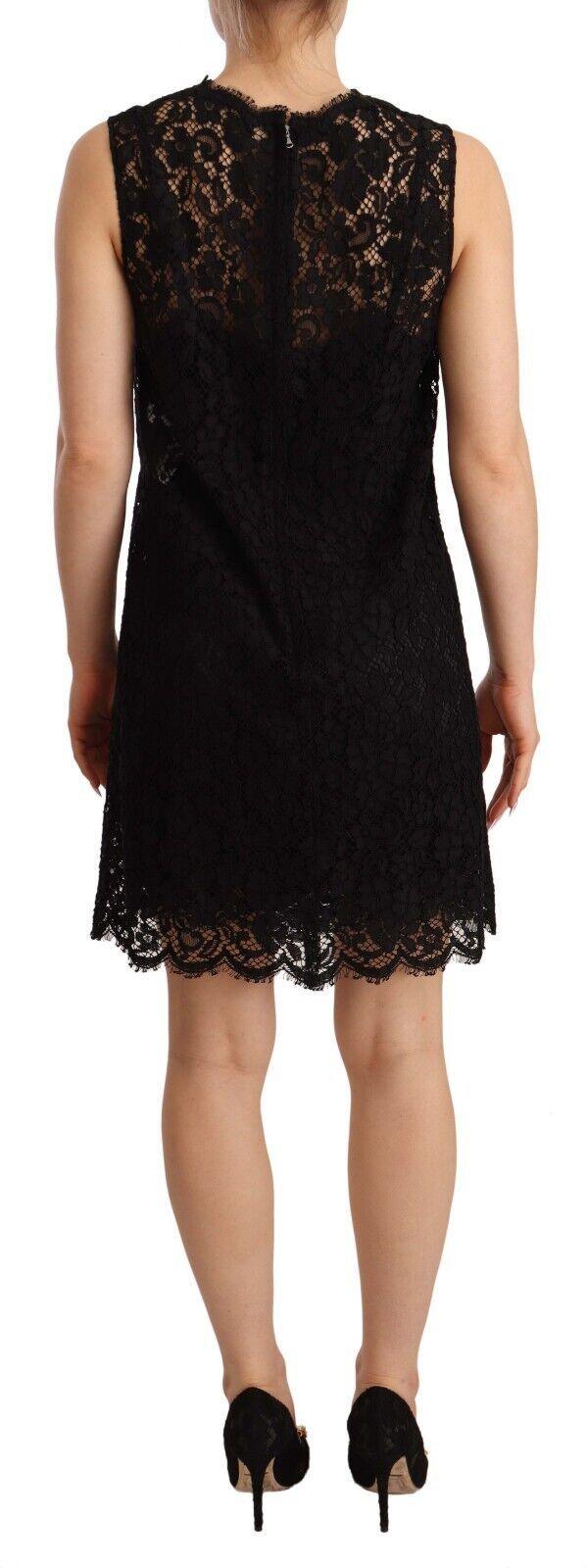 Dolce & Gabbana Elegant Floral Lace Sheath Dress in Black - PER.FASHION