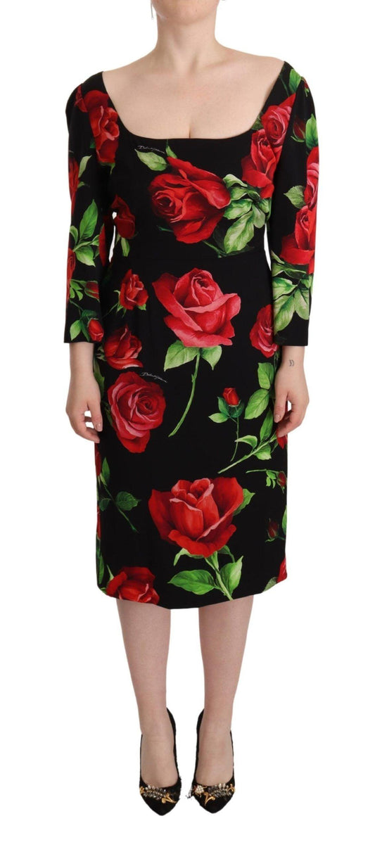Dolce & Gabbana Elegant Floral Print Silk Sheath Dress - PER.FASHION