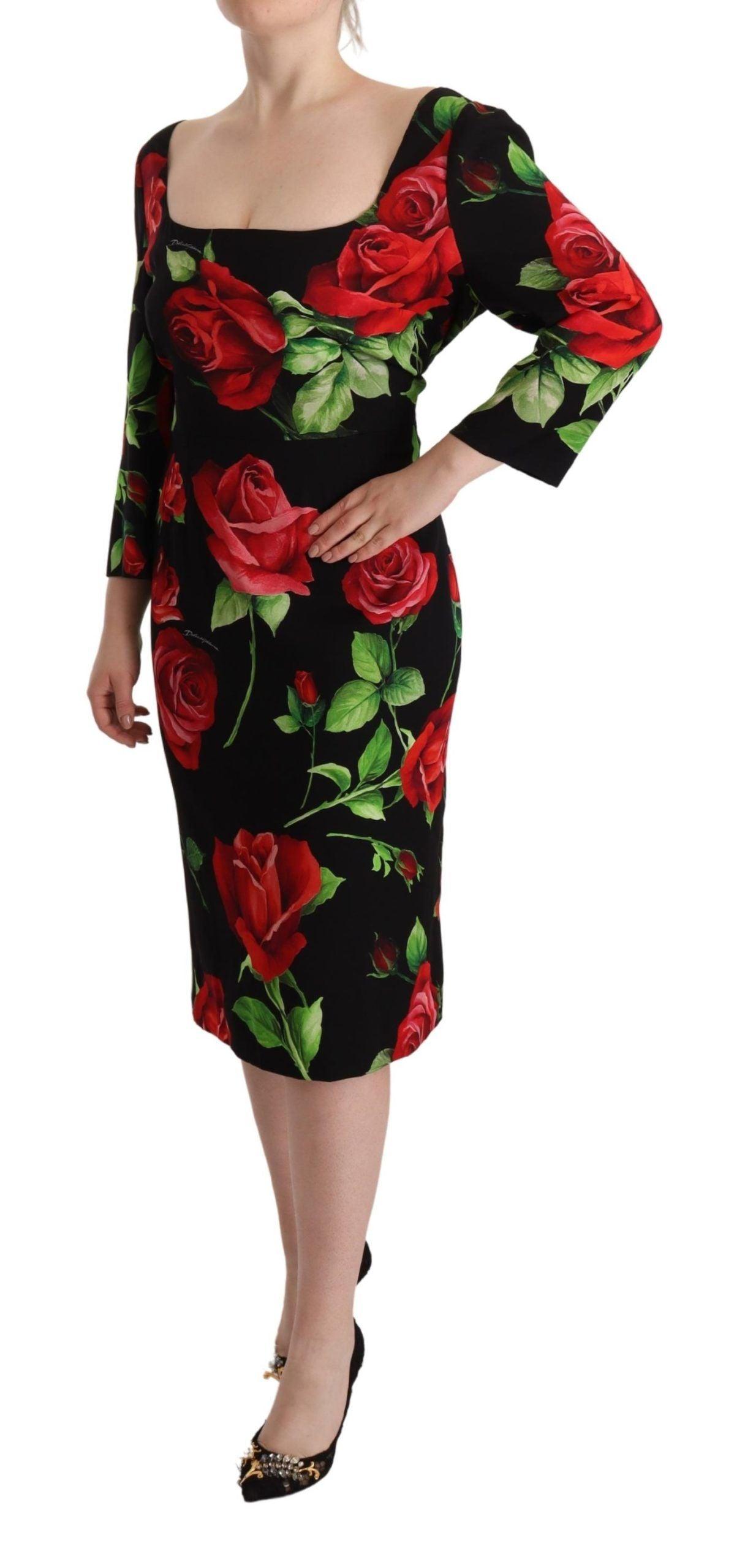 Dolce & Gabbana Elegant Floral Print Silk Sheath Dress - PER.FASHION